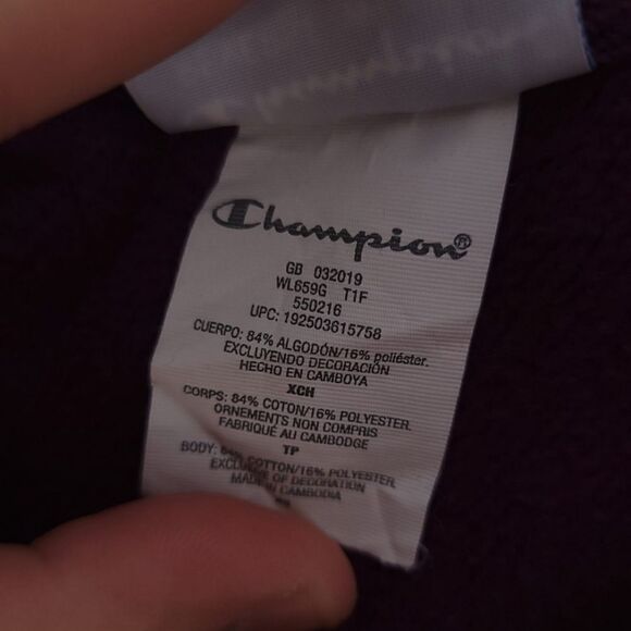 Champion Reverse Weave Purple Hooded Cropped Sweatshirt Womens XS - Picture 12 of 12
